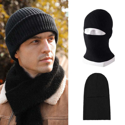 Men's Windproof Cold-Proof Warm Knitted Hat | Integrated Headgear Mask | Winter Outdoor Protection | Soft Stretchy Fabric | Breathable Comfortable Fit | Stylish Versatile Beanie | Neck Ear Coverage
