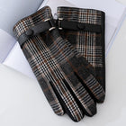 Men's Touch Screen PU Leather Gloves | Plaid Design | Plush Lining | Warm Winter Wear | Durable & Stylish | Smartphone Compatible | Snug Fit | Sophisticated Accessory | Cold Weather Men's Gloves