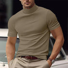 Men's Slim Fit T-Shirt | Solid Color | Half Turtle Neck | Short Sleeve | Modern Casual Top | Comfortable Blend Fabric | Versatile Wardrobe Staple | Stylish Tee for Layering