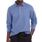 Men's Tailored Fit Polo Shirt | Solid Color | Button Lapel Collar | Long Sleeve | Cotton Blend Fabric | Casual & Semi-Formal | Versatile Styling | Breathable & Durable | Perfect for Transitional Weather