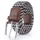 Men's Woven Elastic Belt | 3.4 CM Width | Durable Stretch | Handwoven Craftsmanship | Nickel Alloy Buckle | Versatile Fashion Accessory | Perfect for Chinos Jeans Slacks | Gift for Dad Friend Son