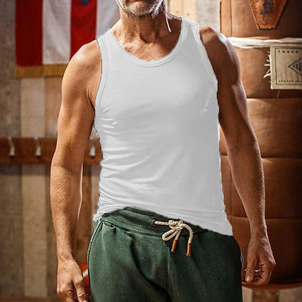 Men's Athletic Tank Top | Solid Color Crew Neck | Casual Sportswear | Moisture-Wicking Cotton Blend | Versatile Fit | Lightweight Comfort | Ideal for Gym, Workout, and Everyday Fashion