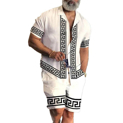 Men's Stylish Printed Slim Fit Short Sleeve Shirt Set | Premium Fabric | Vibrant Colors | Modern Summer Casual Wear | Eye-Catching Designs | Comfortable & Durable