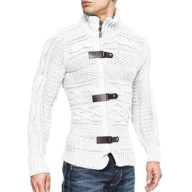 Men's Cable Knit Slim Cardigan | Stand Collar | Zipper Closure | Soft Breathable Fabric | Stylish Pockets | Comfortable Fit | Versatile Layering | Multiple Colors | Perfect for Casual & Semi-Formal | Easy Care