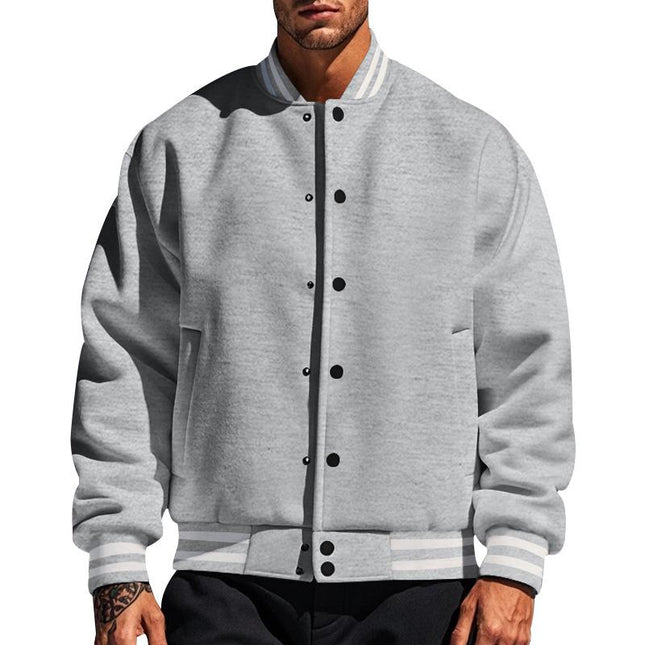 Men's Fleece Baseball Jacket | Stand Collar | Casual Sports Outerwear | Warm & Cozy | Classic Style | Ribbed Cuffs & Hem | Multiple Pockets | Durable & Lightweight | Stylish Color Options | Perfect for Layering