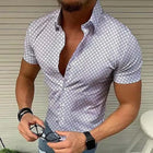 Men's Dot Print Dress Shirt | Short Sleeve | Casual Lapel Collar | Thin Polyester Blend | Summer Beach Party Top
