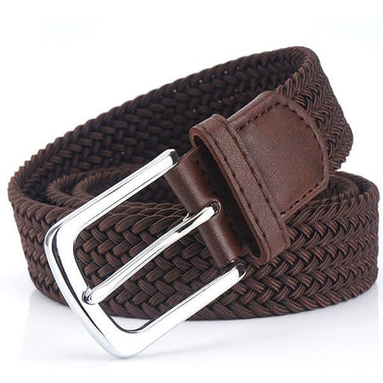 Men's Woven Elastic Belt | 3.4 CM Width | Durable Stretch | Handwoven Craftsmanship | Nickel Alloy Buckle | Versatile Fashion Accessory | Perfect for Chinos Jeans Slacks | Gift for Dad Friend Son