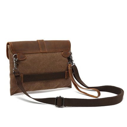 Vintage Flap Clutch Bag | Leather & Canvas | Evening Accessory | Handbag Elegance