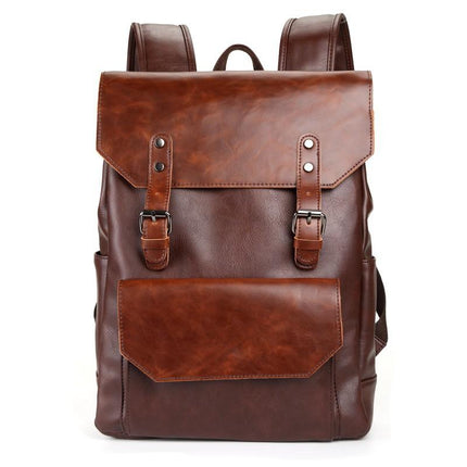 Men's Crazy Horse Leather Backpack | Large Capacity | Vintage Style | Durable | Adjustable Straps | Multiple Compartments | Laptop Sleeve | Travel Bag | Casual to Formal | High-Quality Material