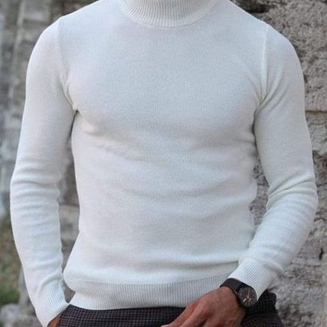 White Turtleneck Sweater | Versatile Knit Pullover | High Collar | Long Sleeves | Comfortable Fit | Winter Wardrobe Essential | Layering Staple | Timeless White | Casual or Formal Wear