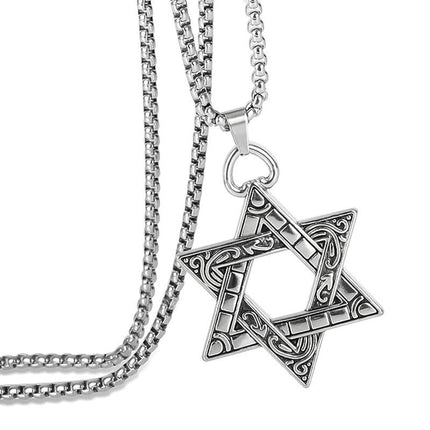 Vintage Six-Pointed Star Pendant Necklace | Casual Star Charm Jewelry | Retro Style | Celestial Design | Unisex Statement Necklace