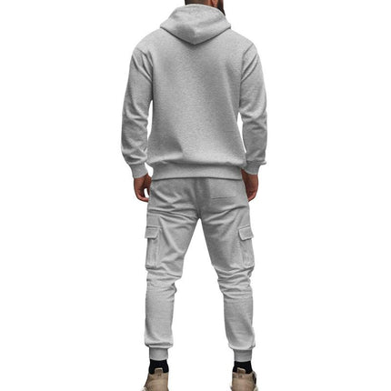 Men's Hooded Sweatshirt and Jogger Pants Set | Relaxed Fit | Adjustable Drawstring Hood | Full-Length Elastic Cuff Joggers | Soft Breathable Cotton Blend | Casual Sportswear Loungewear | Pockets