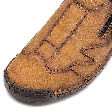 Men's Vintage Leather Loafers | Casual Comfort Shoes | Cushioned Footbed | Flexible Rubber Outsole | Easy Slip-On | Medium Width