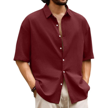Men's Hawaiian Short Sleeve Shirt | Casual Solid Colors | Button-Down Collar | 50% Premium Cotton or Linen Blend | Summer Vacation | Lightweight Breathable | Classic or Slim Fit | Easy Care