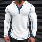 Men's Waffle Knit Hoodie | Solid Color Long Sleeve | Casual Regular Fit | Comfortable Textured Fabric | Sporty Hood | Versatile Year-Round Wear | Machine Washable