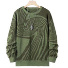 Men's Jacquard Design Crew Neck Sweater | Warm Knitted Fashion | Versatile Long Sleeve Pullover | Men's Winter Casual Jumper | Classic Comfortable Fit