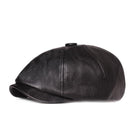 Men's Beret | Retro Solid Color | PU Leather | Water-Resistant | Soft Lining | Elastic Fit | Durable | Versatile Accessory | Black | Brown | Blue | Gray | Fashionable Headwear