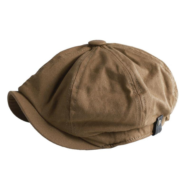 Men's Vintage Cotton Newsboy Cap | Octagon Dome Short Brim Hat