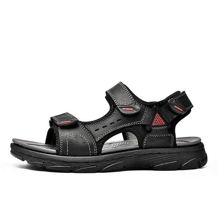 Men's Casual Beach Sandals | Durable Leather Upper | Non-Slip Flexible Sole | Adjustable Heel Strap | Breathable Textile Lining | All-Day Comfort | Everyday Summer Footwear