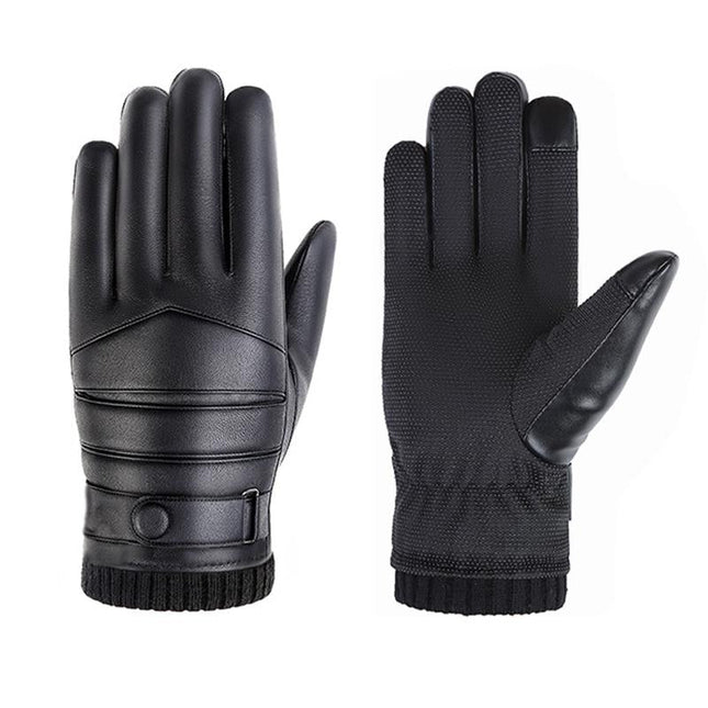Men's Faux Leather Thermal Gloves | Cycling & Mountaineering | Outdoor Warm Finger Gloves | Autumn Winter Accessories | Fashion Casual Style