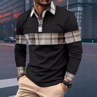 Men's Long Sleeve Waffle Polo Shirt | Casual Colorblock Design | Button-Up Front | Breathable Knit Fabric | Variety of Colors | Available in Sizes S-6XL | Perfect for All Seasons