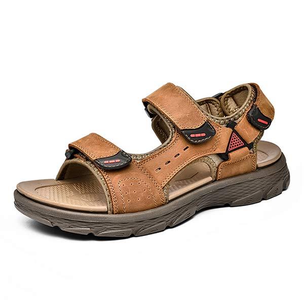Men's Casual Beach Sandals | Durable Leather Upper | Non-Slip Flexible Sole | Adjustable Heel Strap | Breathable Textile Lining | All-Day Comfort | Everyday Summer Footwear