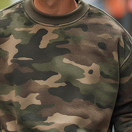 Men's Camouflage Print Crew Neck Sweatshirt | Soft Cotton Blend | Casual Relaxed Fit | Long Sleeve | Classic Style | Versatile Color Options | All-Day Comfort | Rugged Outdoorsy Vibe