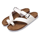 Men's Beach Flip-Flops | Soft Leather Upper | Cork Midsole Support | Comfortable EVA Outsole | Casual Summer Sandals