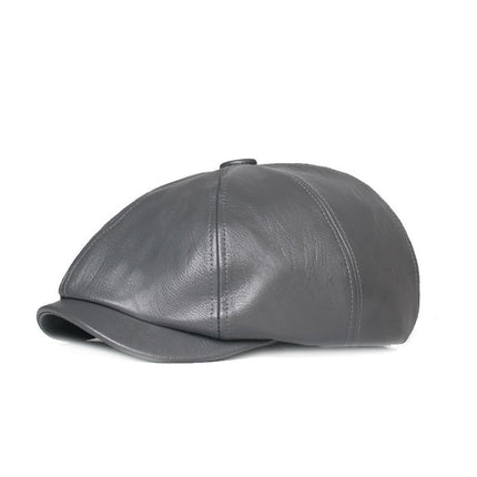 Men's Beret | Retro Solid Color | PU Leather | Water-Resistant | Soft Lining | Elastic Fit | Durable | Versatile Accessory | Black | Brown | Blue | Gray | Fashionable Headwear