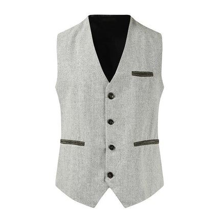 Men's Vintage Leather Vest | Single Breasted | V-Neck | Slim Fit | Casual Style | Polyester Blend | Adjustable Buckle | Suitable for Spring Autumn Winter | Versatile for Business, Dating, Party, Daily Wear