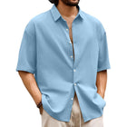 Men's Hawaiian Short Sleeve Shirt | Casual Solid Colors | Button-Down Collar | 50% Premium Cotton or Linen Blend | Summer Vacation | Lightweight Breathable | Classic or Slim Fit | Easy Care