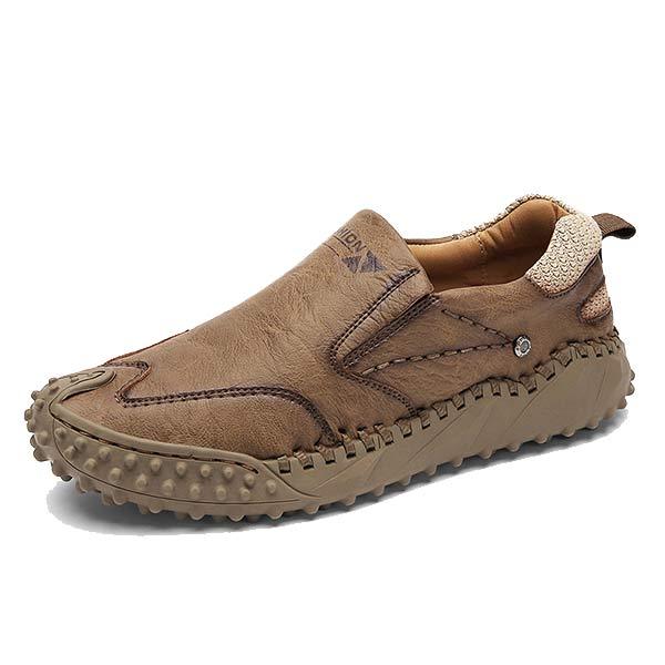 Men's Vintage Leather Slip-On Shoes | Casual Sports & Hiking | Comfortable Massaging Insole | Non-Slip Sole | Lightweight & Flexible