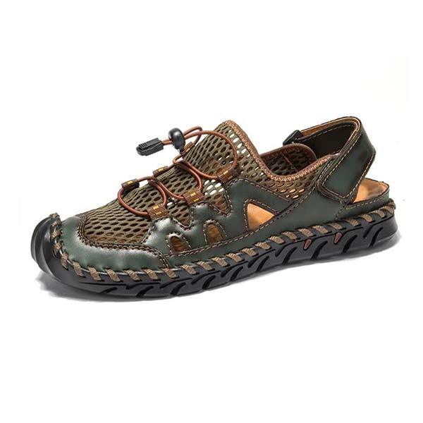 Men's Water Sandals | Flexible Non-Slip Sole | Breathable Leather & Mesh | Adjustable Heel Strap | Bungee Cord Closure | Lightweight Comfort | Ideal for Boat & Beach