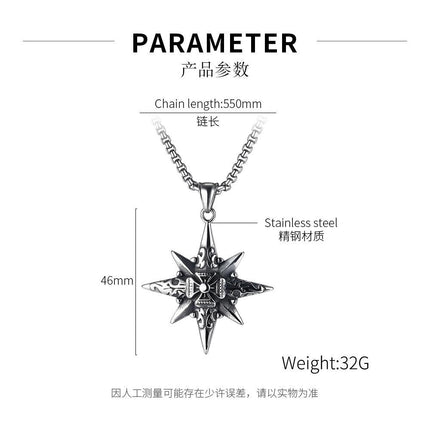 Vintage Octagonal Star Cross Pendant Necklace | Casual Jewelry | Fashionable Accessories for Women & Men
