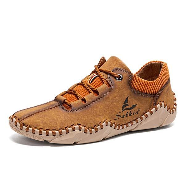 Men's Vintage Leather Casual Sneakers | Ultra Comfortable | Lace-Up | EVA Sockliner | Non-Slip Durable Outsole | Retro Style