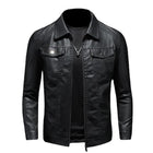 Men's Premium Leather Biker Jacket | Classic Lapel Design | Black | High-Quality Durable Material | Smooth Zippered Pockets & Cuffs | Comfortable Fit | Handcrafted for Timeless Style