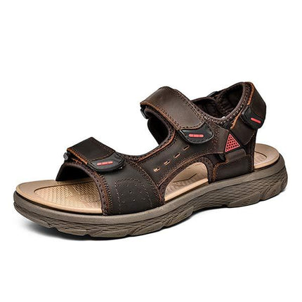 Men's Casual Beach Sandals | Durable Leather Upper | Non-Slip Flexible Sole | Adjustable Heel Strap | Breathable Textile Lining | All-Day Comfort | Everyday Summer Footwear