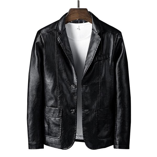 Men's Vintage Motorcycle Leather Jacket | High-Quality Leather | Timeless Biker Design | Tailored Fit | Windproof | Rainproof | Functional Pockets | Stylish Lapel Collar | Button Closure | Durable Outerwear
