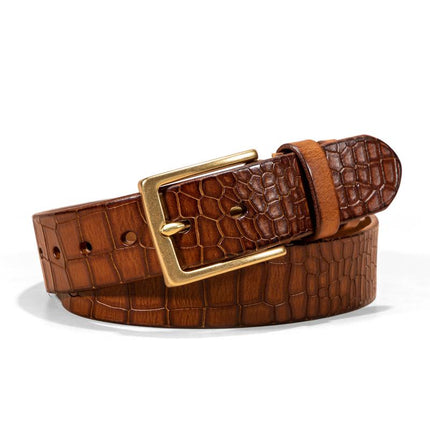 Men's Genuine Cowhide Leather Belt | Pure Copper Bronze Buckle | Durable & Stylish | Versatile Accessory | Classic Design for Casual & Formal Outfits