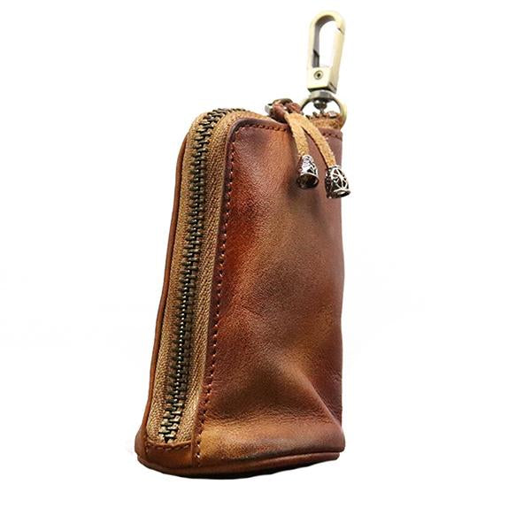Vintage Cowhide Leather Waist Bag | Key Holder Purse | Unisex Belt Pouch | Genuine Leather Hip Bag | Stylish Fanny Pack | Versatile Travel Wallet | Brown Leather Waist Pack