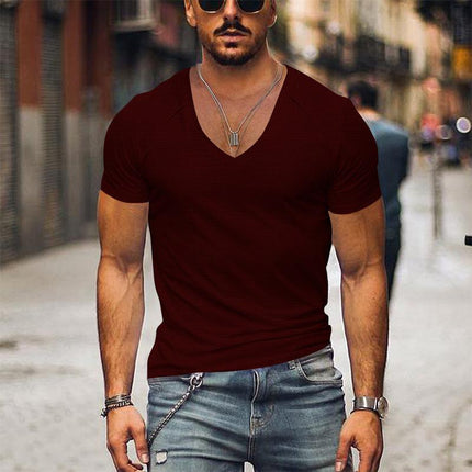 Men's Waffle Knit T-Shirt | V-Neck Pullover | Slim Fit | Breathable & Soft Fabric | Casual & Dressy | Easy Match with Jeans or Pants | Versatile Summer Wardrobe Essential | Machine Washable