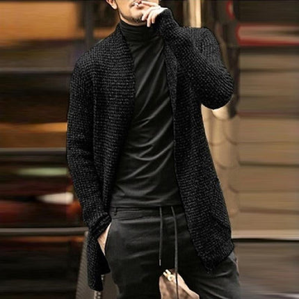 Men's Mixed Color Knit Cardigan | Casual Loose Fit | Long Sleeve | Button-Front | Soft Knit Fabric | V-Neck | Trendy Layering Sweater | Versatile Outerwear | Navy | Army Green | Black | Gray | XS-2XL