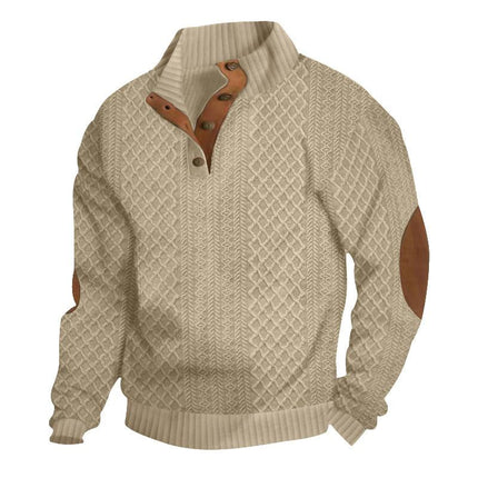 Men's Stand Collar Pullover | Long Sleeve Jacquard Knitted Sweatshirt | Outdoor | High-Quality Fabric | Breathable | Warm | Modern Style | Casual Wardrobe | Sizes Available | Machine Washable