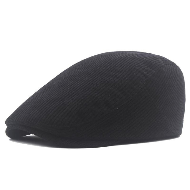 Men's Retro Corduroy Beret | British Style Flat Top Hat | Adjustable Cotton Short Brim | Four Seasons Wear