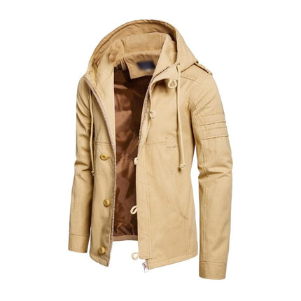 Men's Cargo Jacket | Washed Cotton | Hooded | Slim Fit | Patchwork Design | Casual Outerwear | Functional Pockets | Adjustable Hood | Stylish Streetwear | Rugged & Durable | Versatile Layering