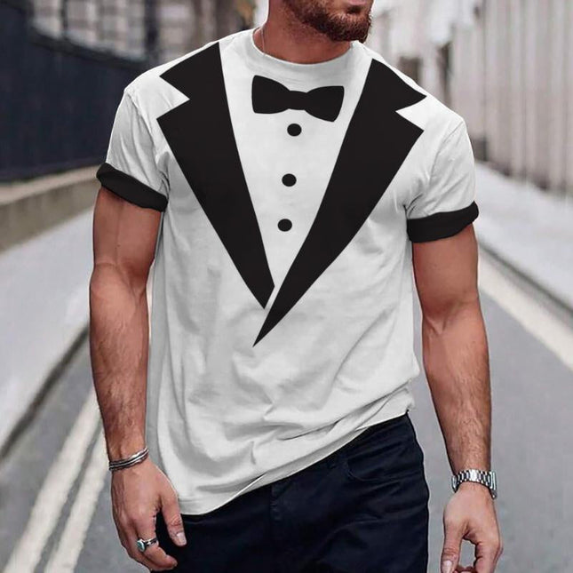 Men's Summer T-Shirt | Casual Bow Tie Print | Round Neck | Short Sleeve | Breathable Polyester | Bright Colorful Patterns | Soft & Moisture Wicking | Comfortable Fit | Fashionable Design