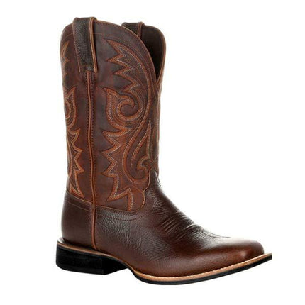 Men's Vintage Leather Tall Boots | Embroidered Design | Mid-Height | Slip-Resistant Sole | Comfortable Lining | Durable & Stylish | Classic Versatile Look | High-Quality Handcrafted Footwear