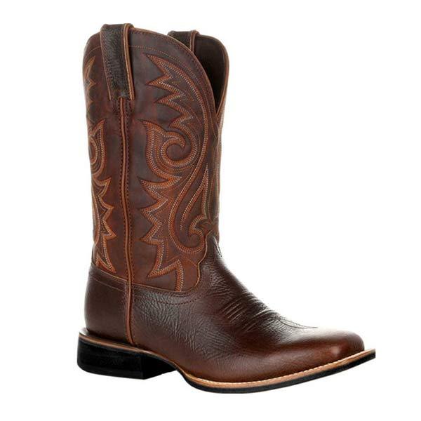 Men's Vintage Leather Tall Boots | Embroidered Design | Mid-Height | Slip-Resistant Sole | Comfortable Lining | Durable & Stylish | Classic Versatile Look | High-Quality Handcrafted Footwear
