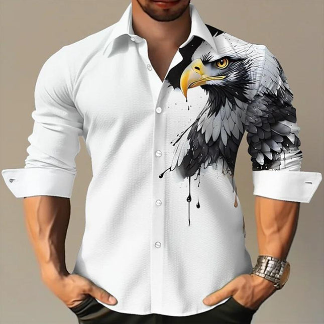 Men's Animal Print Shirt | Long Sleeve Lapel Collar | Modern Edgy Style | Casual Trendy Streetwear | Soft Breathable Polyester | Statement Piece | Versatile Fashion | Party Outings