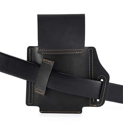 Vintage Leather Waist Bag | Phone Holder Waist Pack | Leather Hip Pouch | Hands-Free Travel Accessory